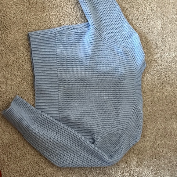 Sky Blue Knit Cardigan with Pearl Accents - Picture 3 of 3